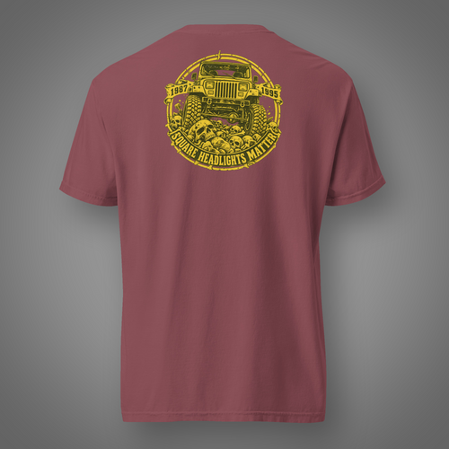 4x4 - Round Lights Beware back-print graphic T-shirt in Brick