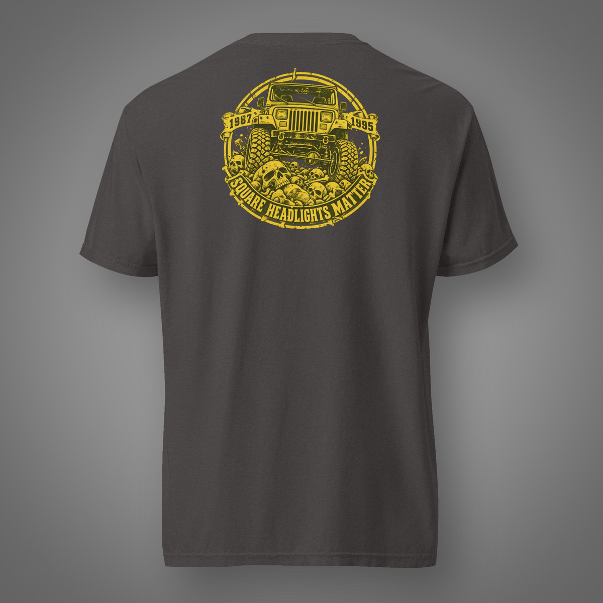 4x4 - Round Lights Beware back-print graphic T-shirt in Graphite