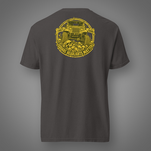 4x4 - Round Lights Beware back-print graphic T-shirt in Graphite
