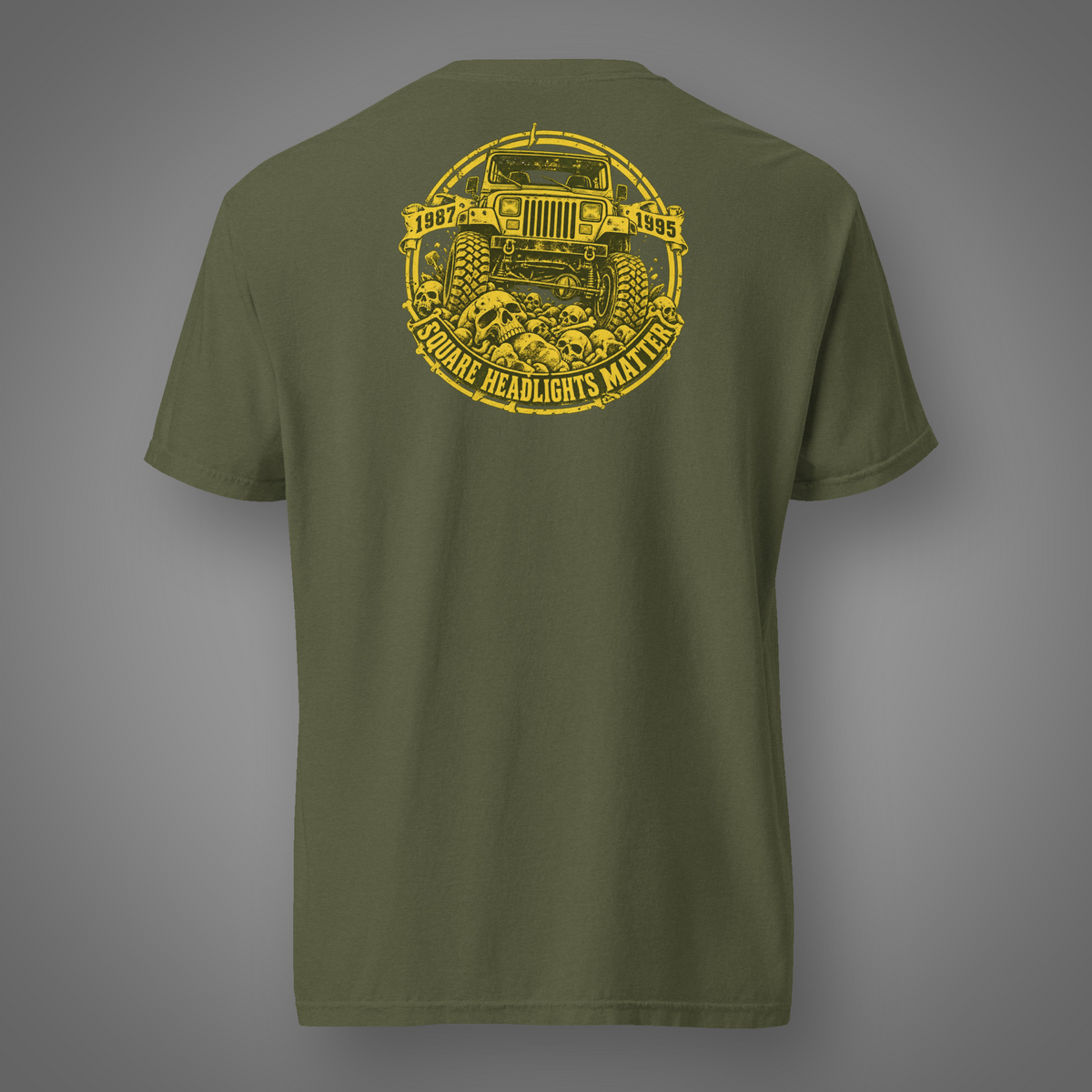 4x4 - Round Lights Beware back-print graphic T-shirt in Hemp