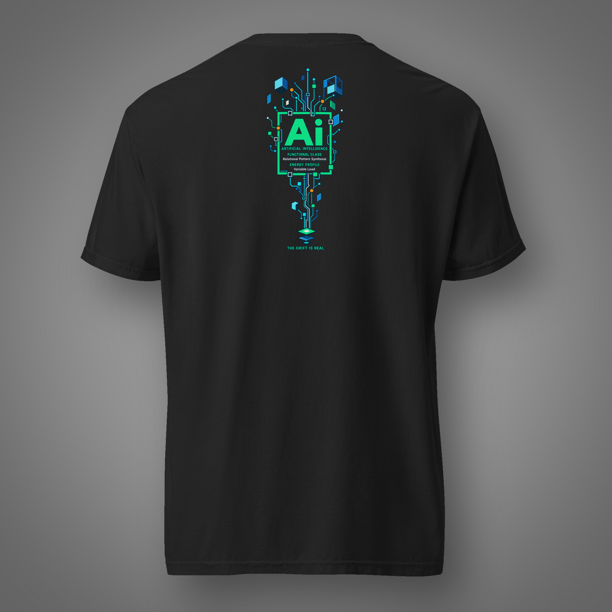 AI Drift - The Drift is Real back-print graphic T-shirt in Black