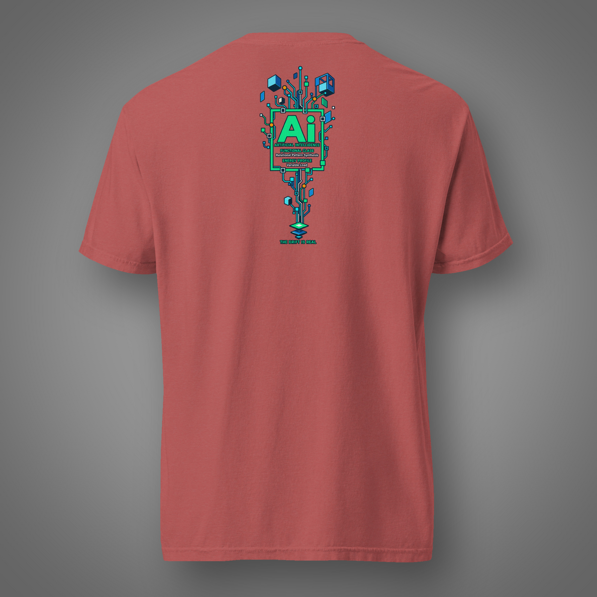AI Drift - The Drift is Real back-print graphic T-shirt in Crimson