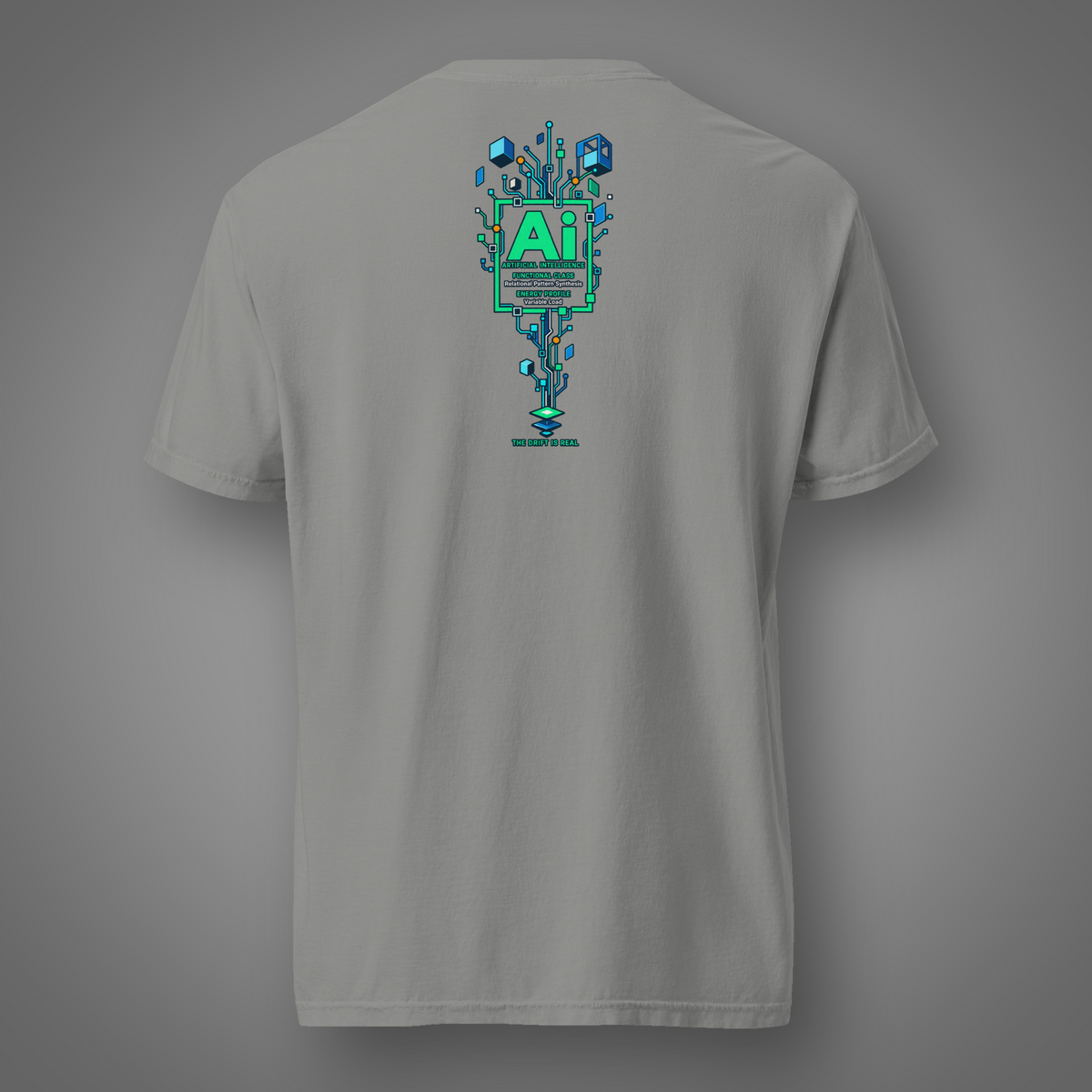 AI Drift - The Drift is Real back-print graphic T-shirt in Grey