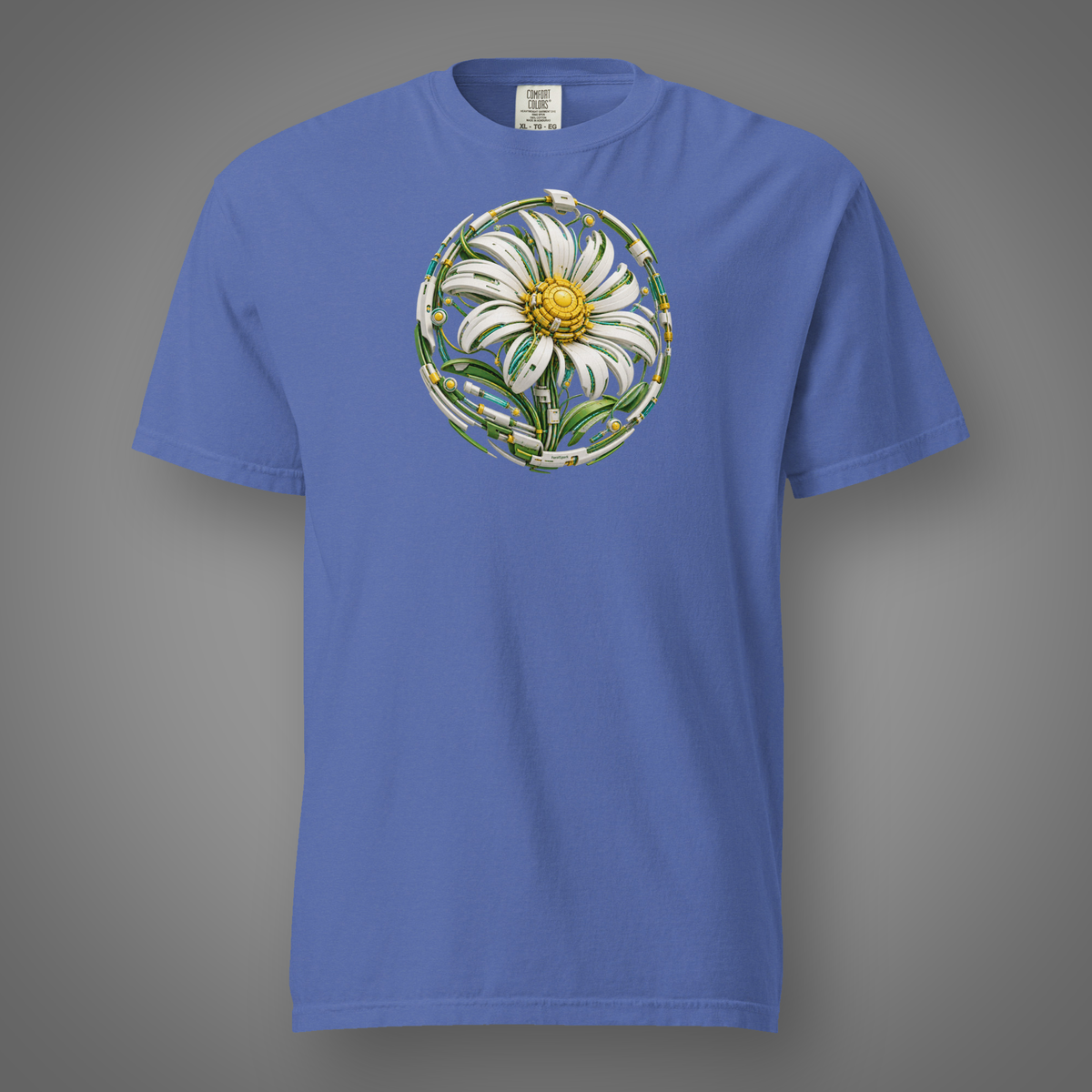 BioMech - Daisy mystic blue front studio mockup