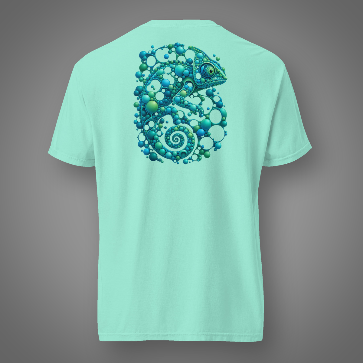 Chameleon - Tropical Haze back-print graphic T-shirt in Chalky Mint