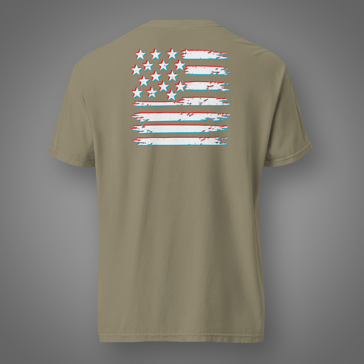 Flag - American Distortion back-print T-shirt in Sandstone