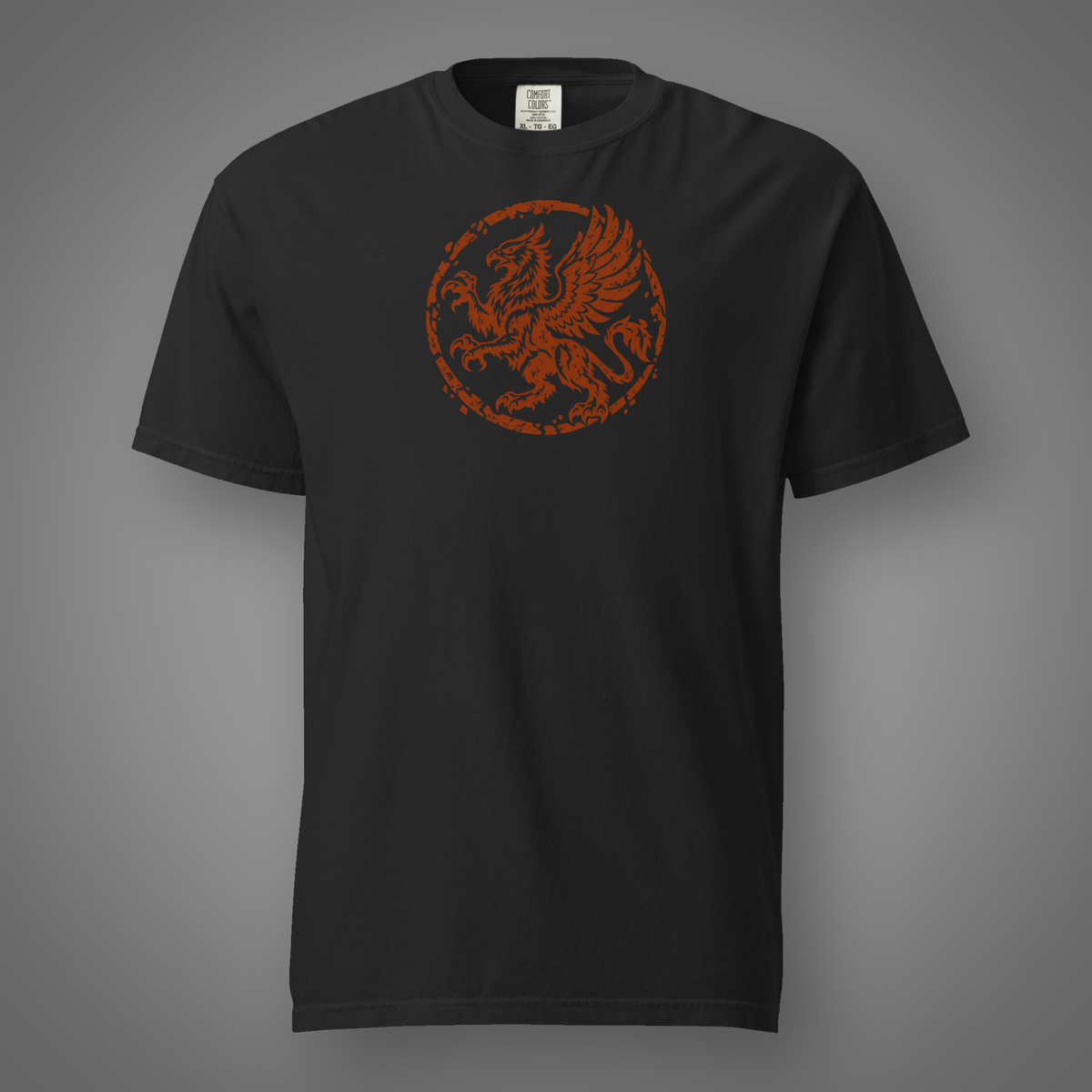 Griffin Seal – Mythic black T-shirt front studio mockup