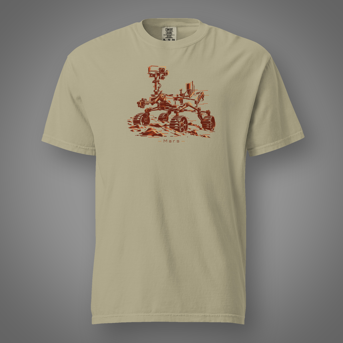 Mars Rover - Wanderer graphic T-shirt in khaki, front studio mockup