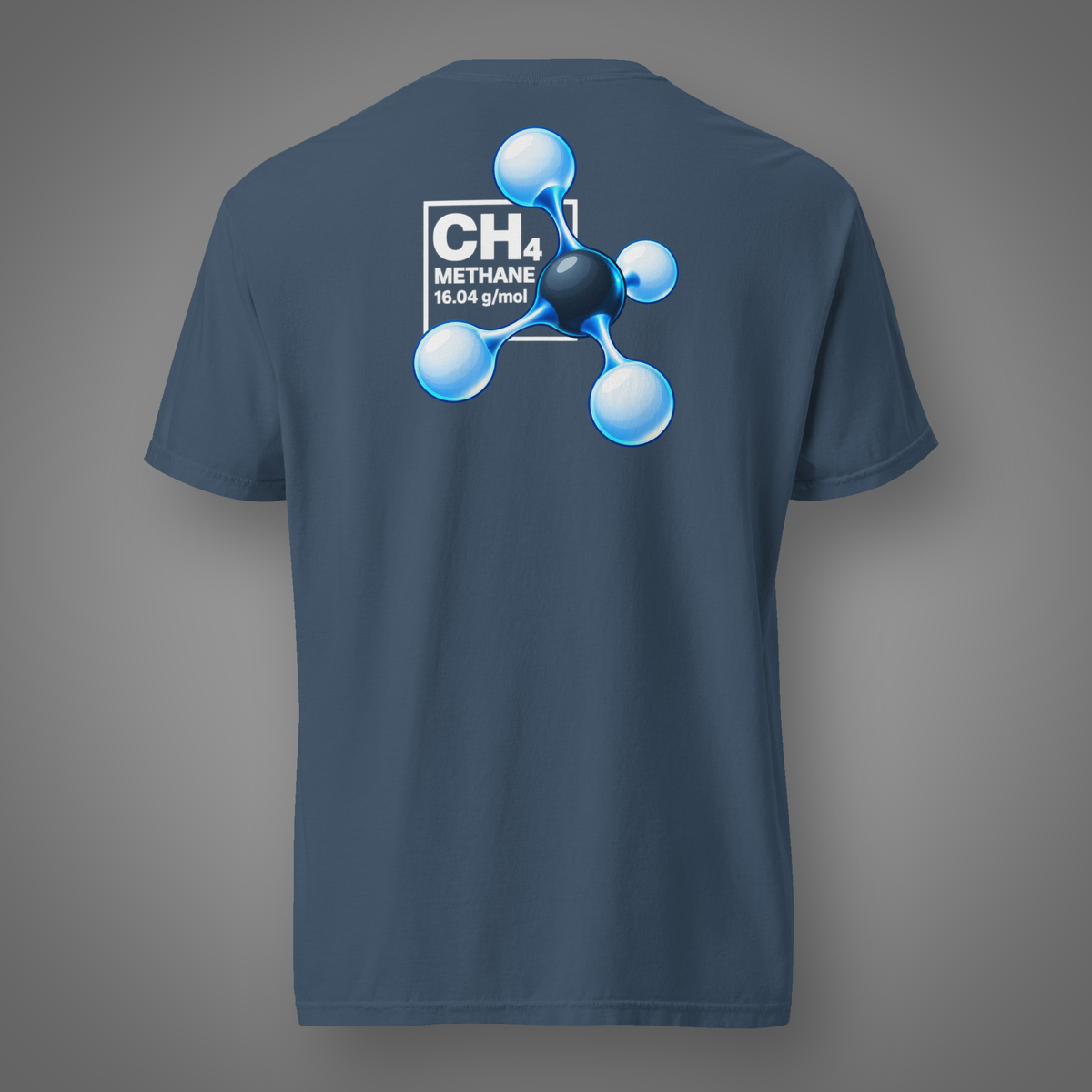 Methane – CH₄ molecular science back-print T-shirt in Midnight