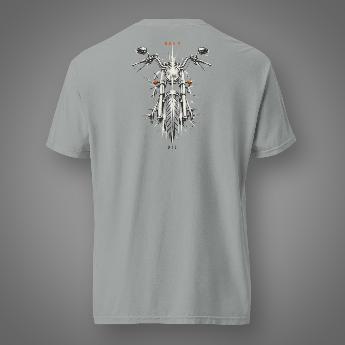 Motorcycle - Born to Live back-print graphic T-shirt in Granite