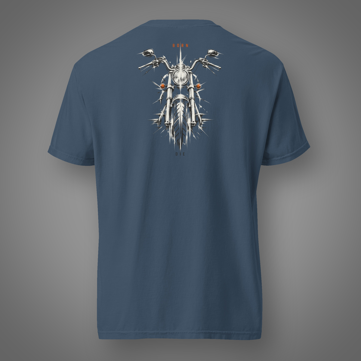 Motorcycle - Born to Live back-print graphic T-shirt in Midnight