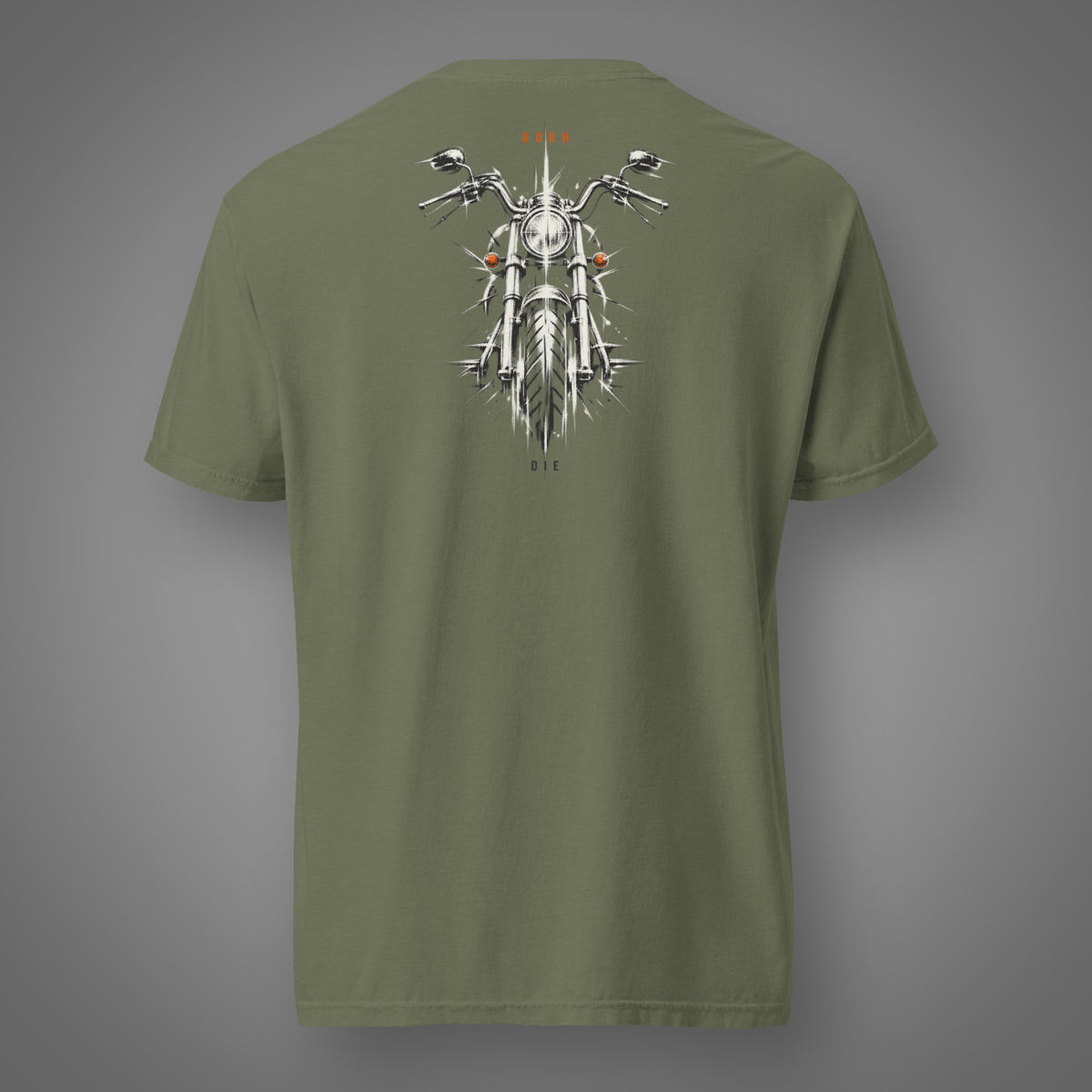 Motorcycle - Born to Live back-print graphic T-shirt in Moss