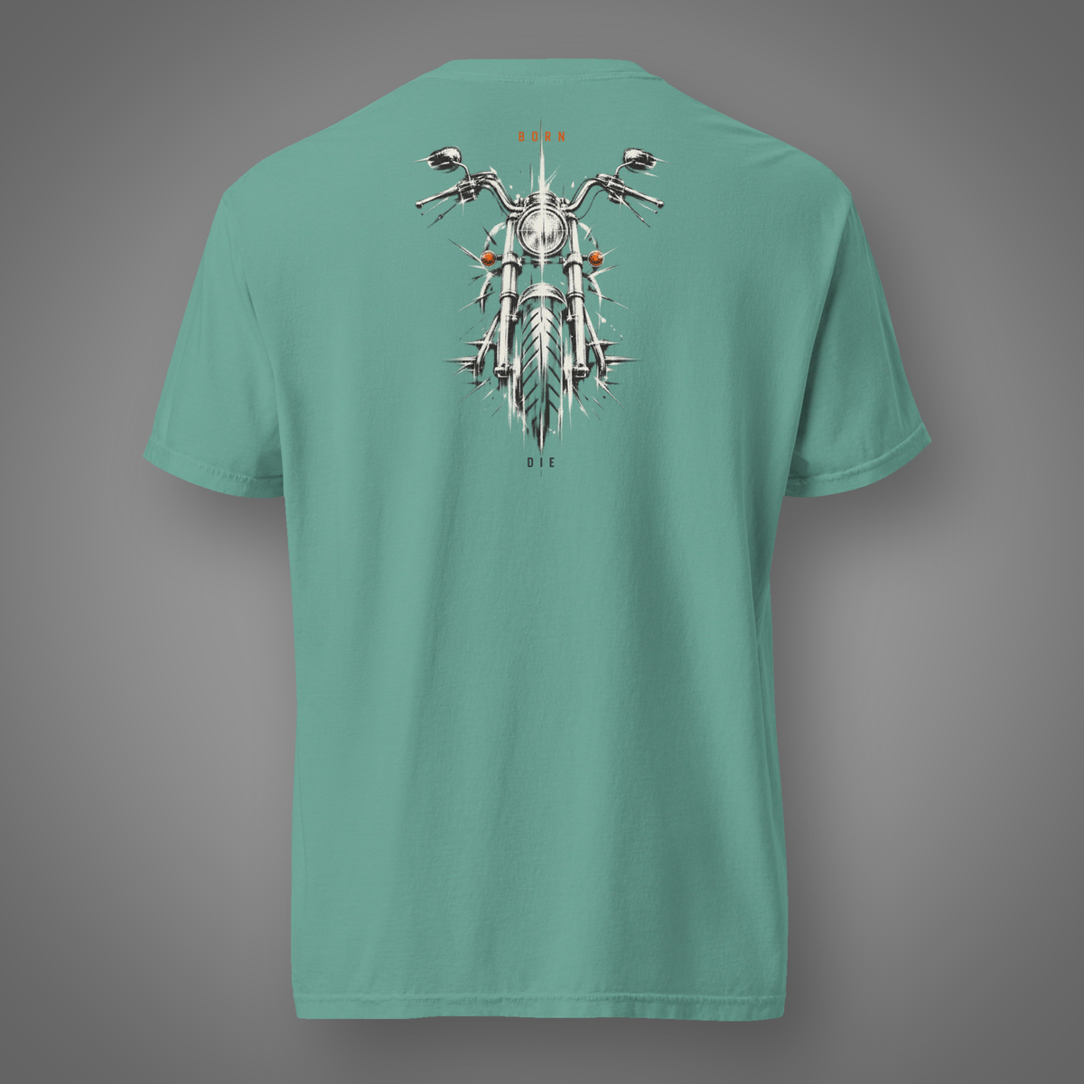 Motorcycle - Born to Live back-print graphic T-shirt in Seafoam