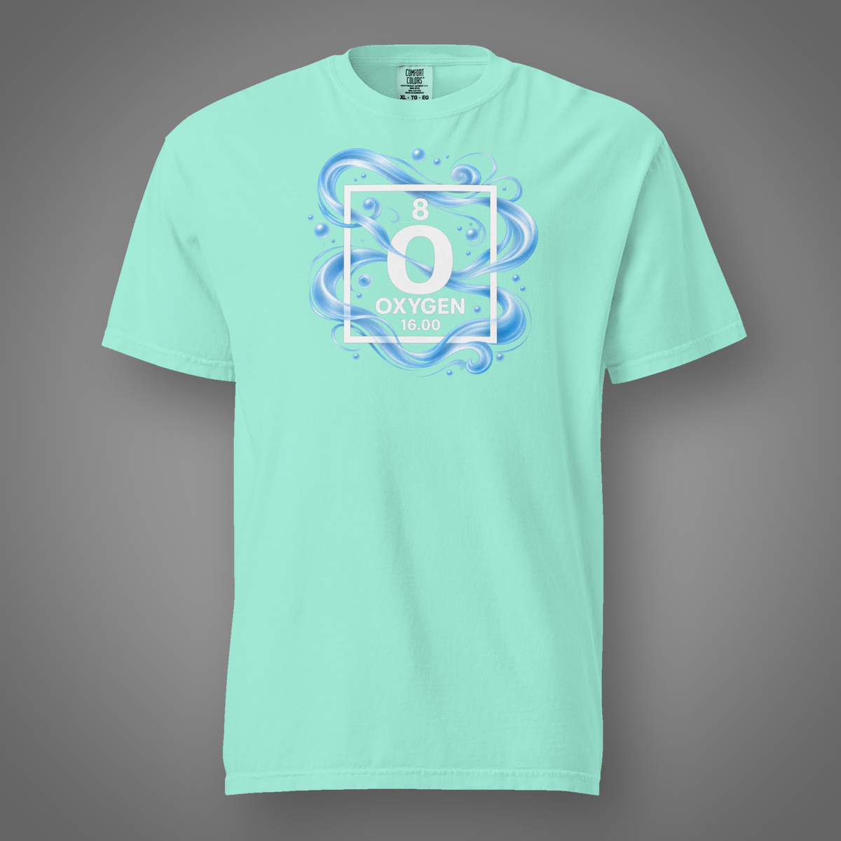 Oxygen periodic table T-shirt – Chalky Mint – FeralSpark studio mockup