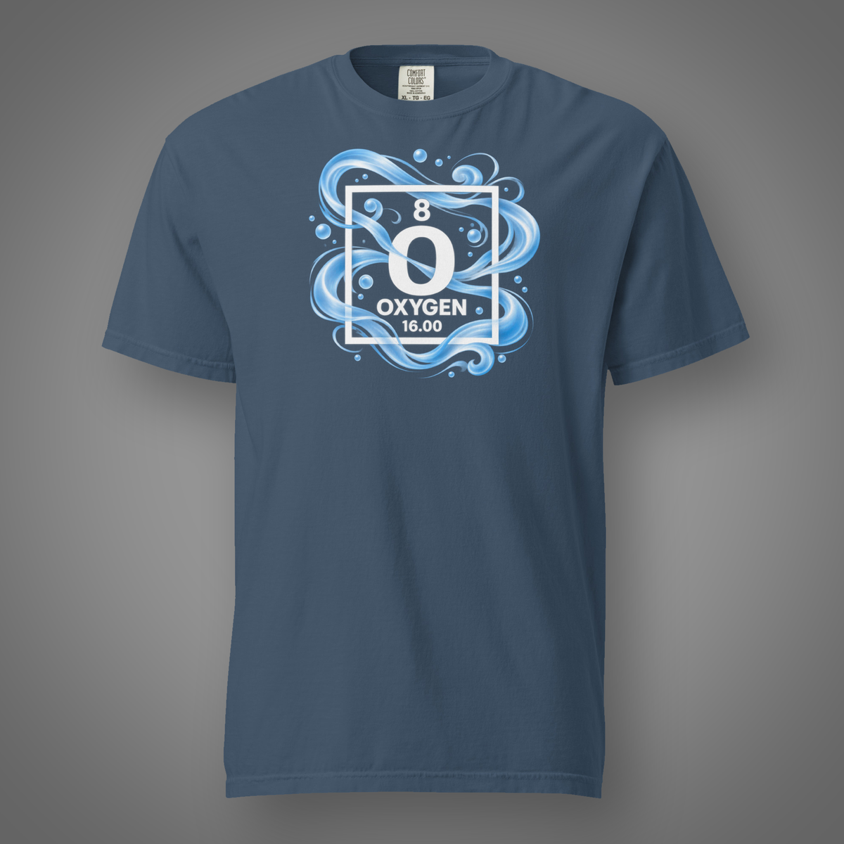 Oxygen periodic table T-shirt – Midnight – FeralSpark studio mockup