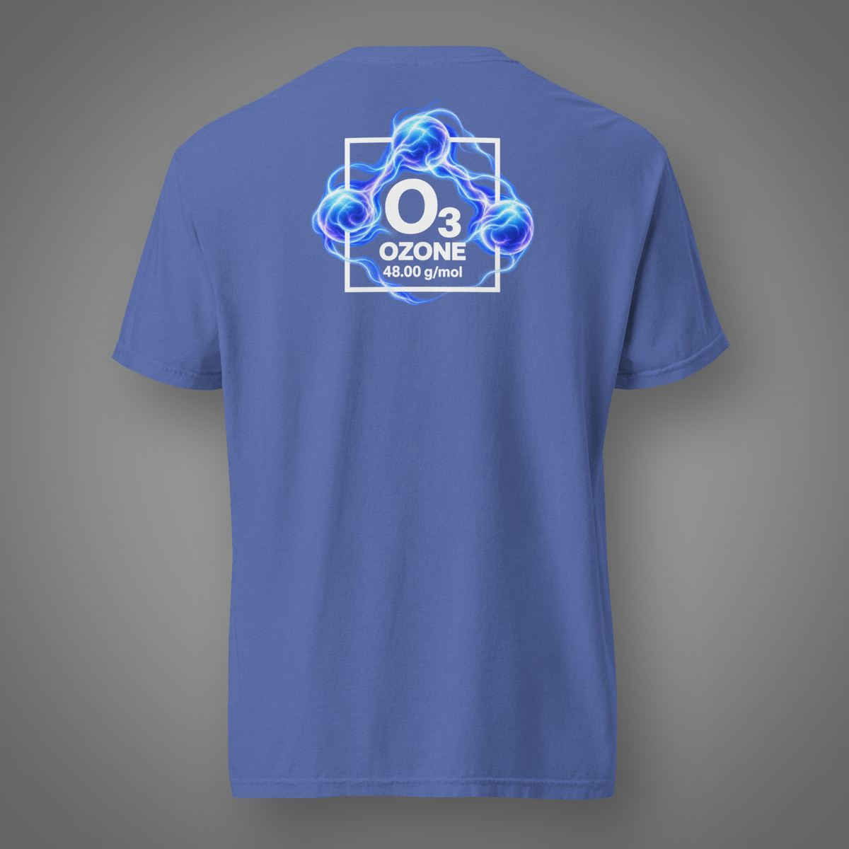 Ozone – O₃ molecular science back-print T-shirt in Mystic Blue