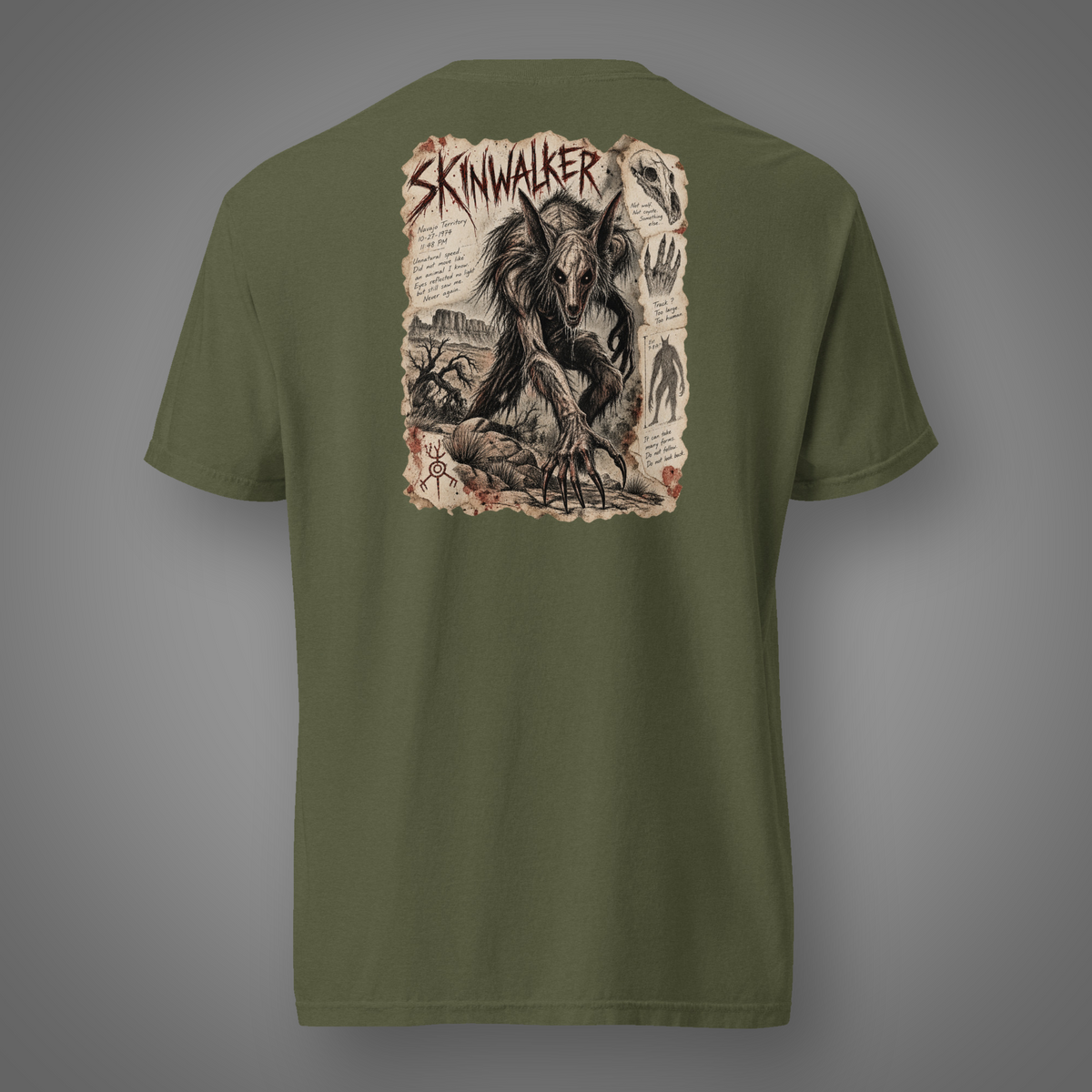 Skinwalker - Dark Entity horror graphic T-shirt in Hemp