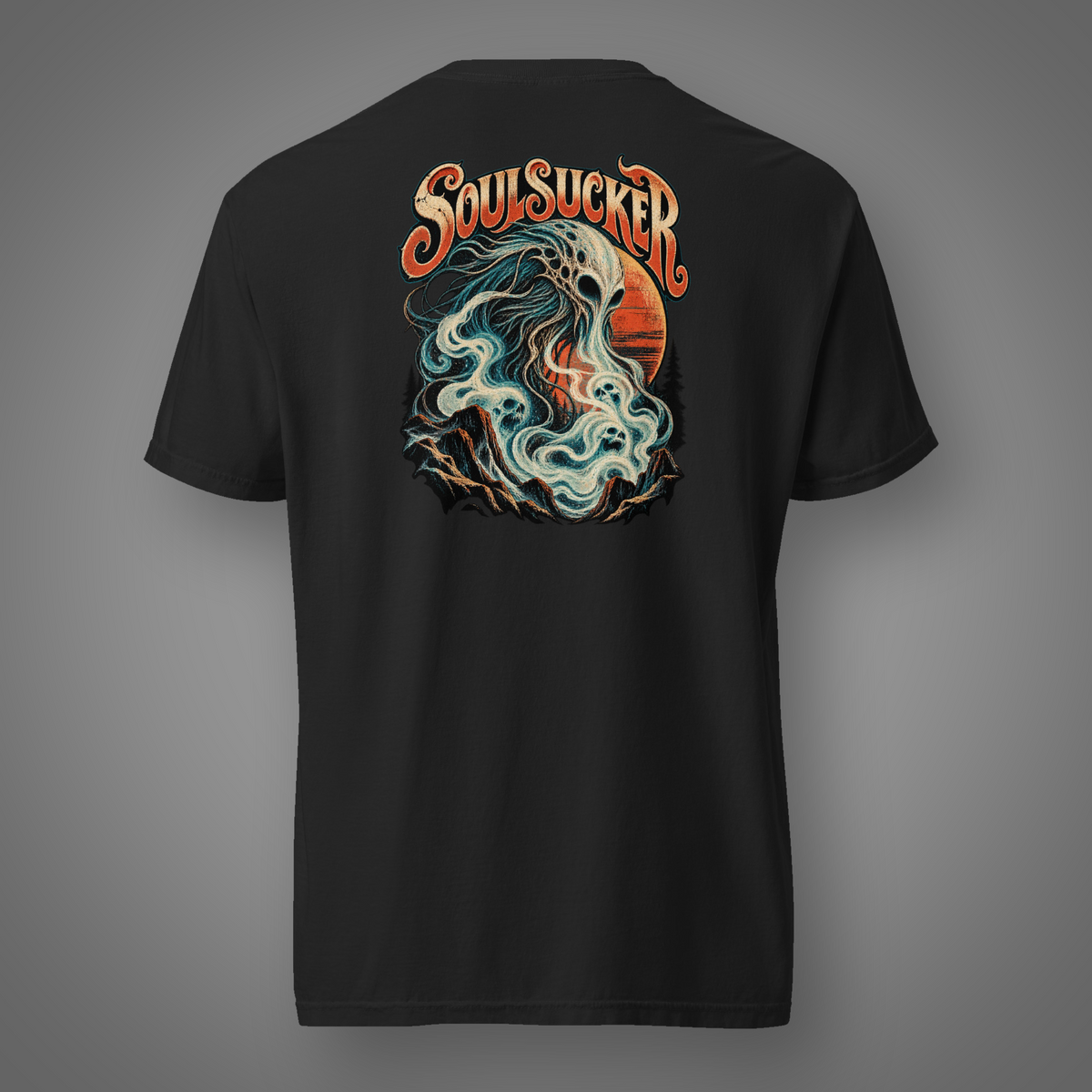 Soulsucker - Dark Entity supernatural horror back-print T-shirt in Black