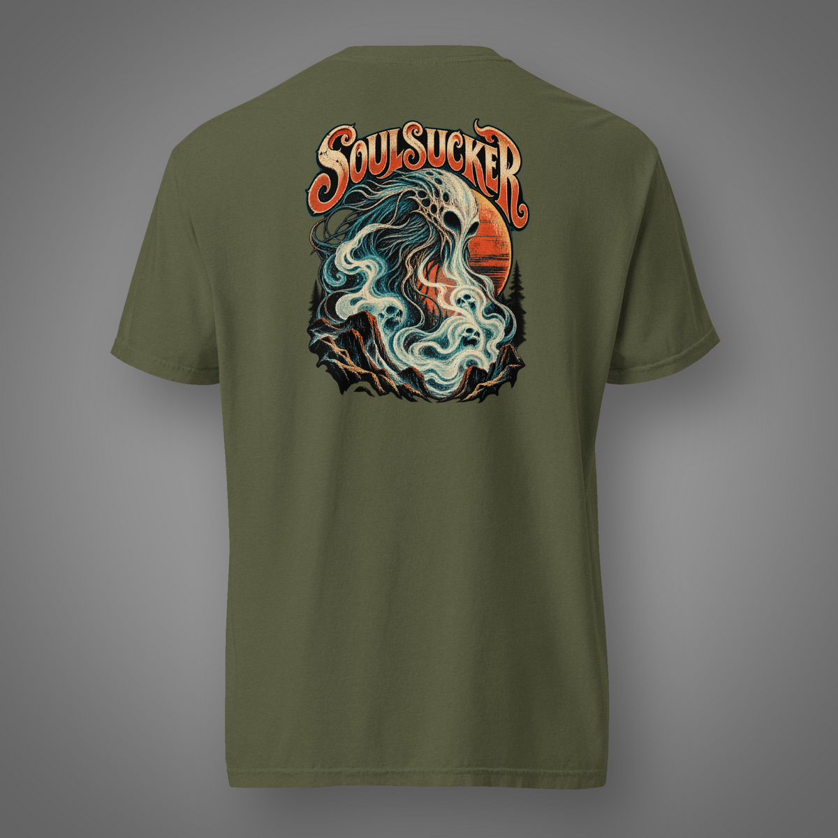 Soulsucker - Dark Entity supernatural horror back-print T-shirt in Hemp