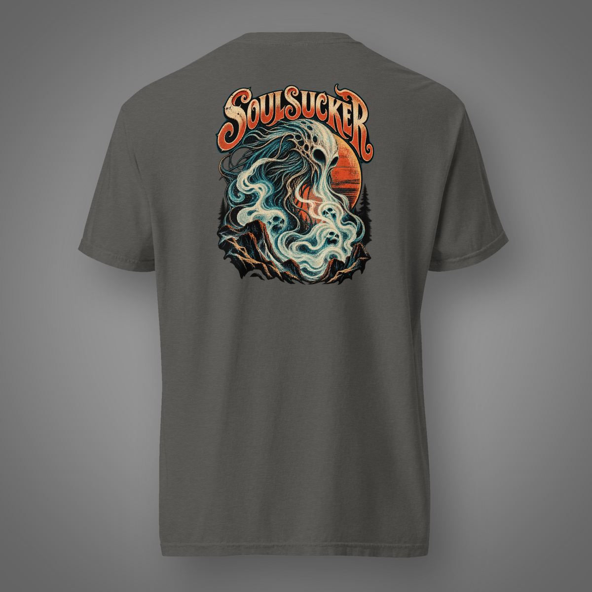 Soulsucker - Dark Entity supernatural horror back-print T-shirt in Pepper