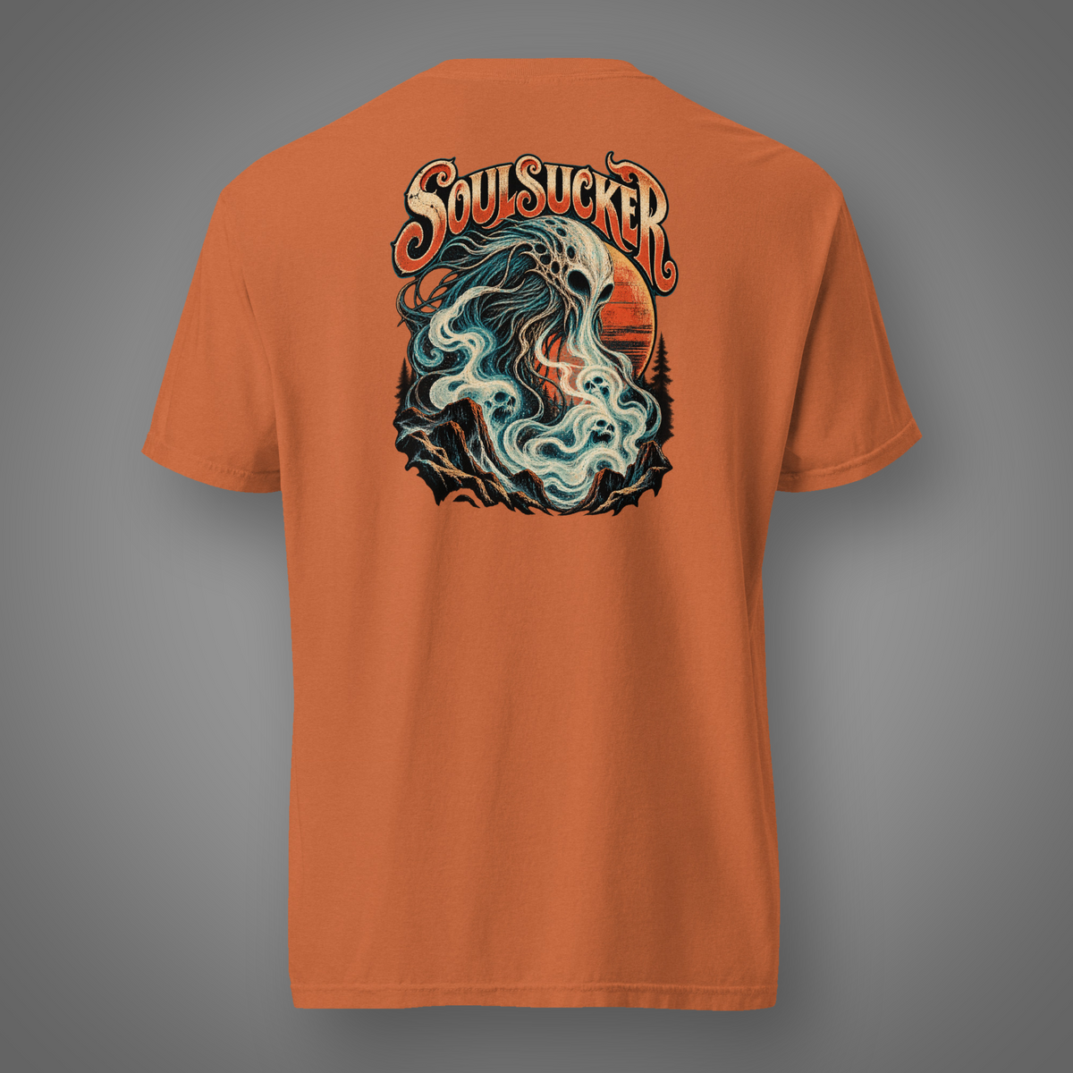 Soulsucker - Dark Entity supernatural horror back-print T-shirt in Yam