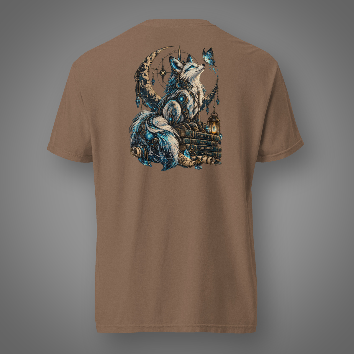 Storybook Fox - Curiosity back-print graphic T-shirt in Espresso