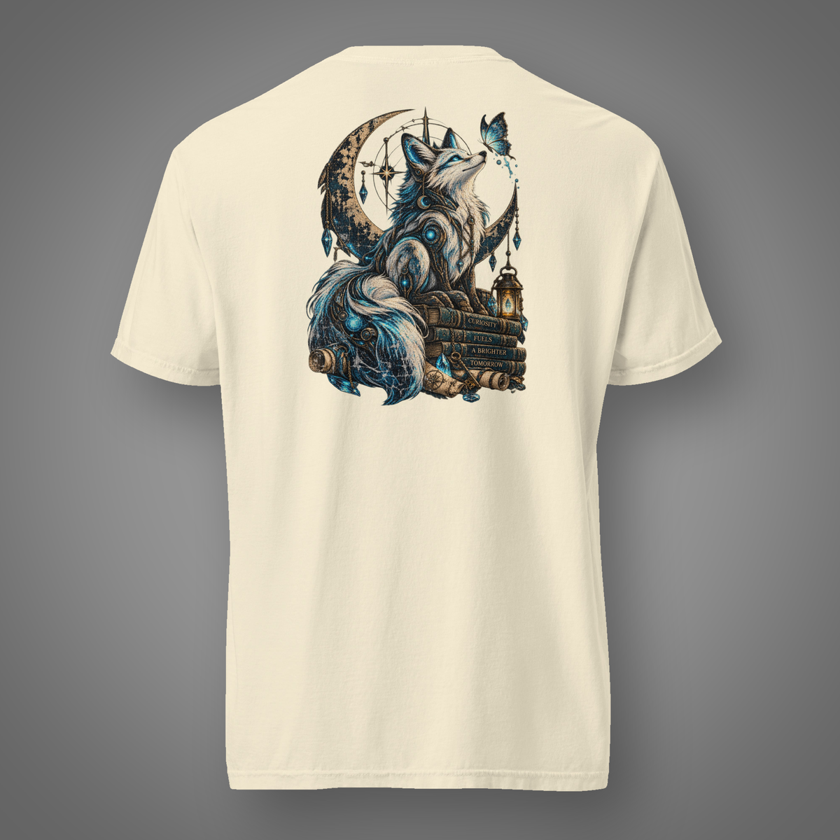 Storybook Fox - Curiosity back-print graphic T-shirt in Ivory