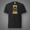 True Neutral alignment hourglass graphic t-shirt in Black, FeralSpark studio mockup